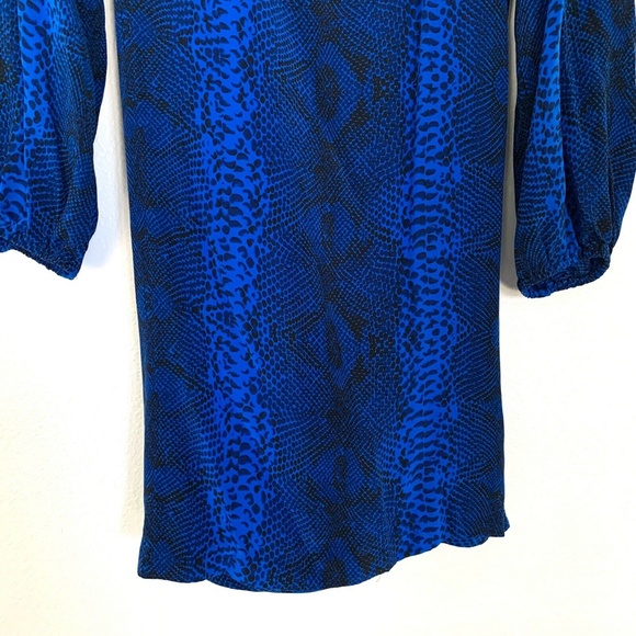Jay Godfrey Blue Snake Print Open Back Silk Top - Picture 3 of 7